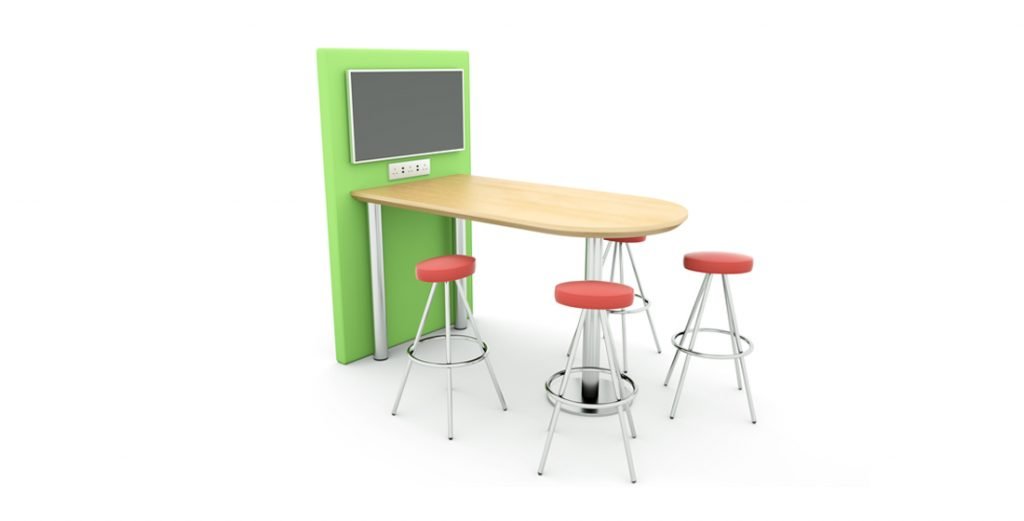 Citrus Seating Office Workstation with Screen Table and Stool Seating