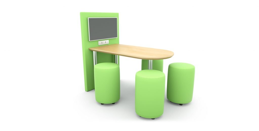 Citrus Seating Office Workstation with Screen Table and Soft Office Seating