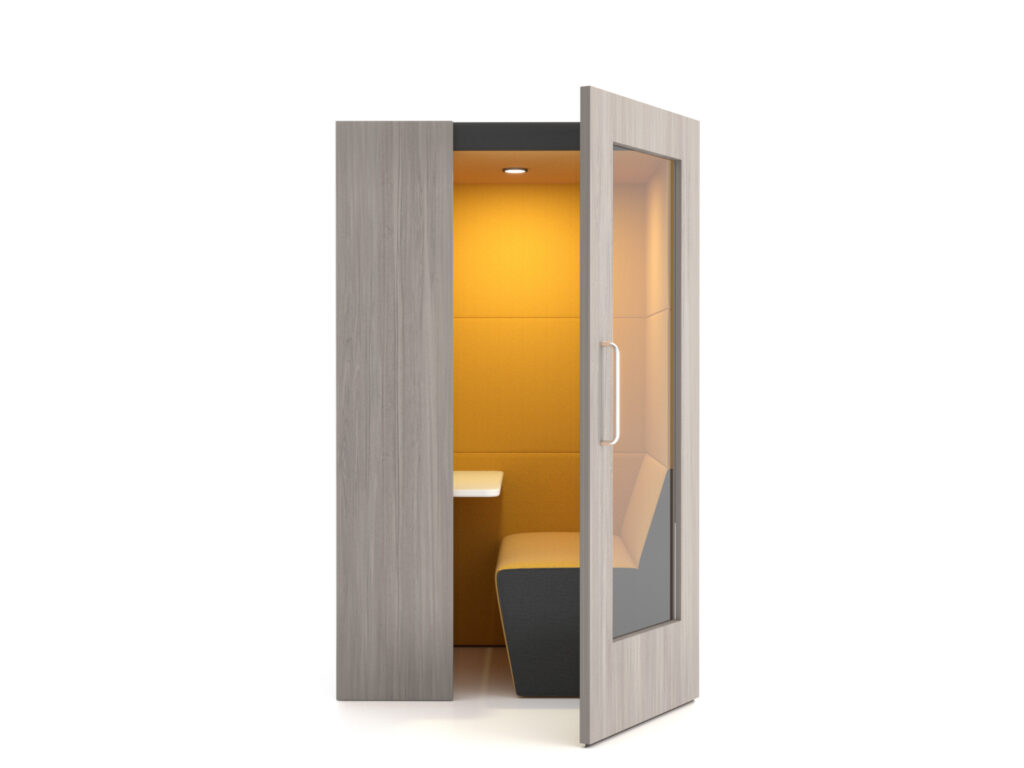 Citrus Seating Shel tel Office telephone pod with timber and glass doors